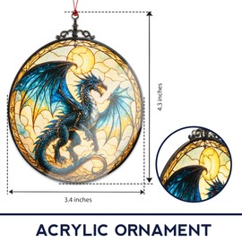Dragon ornaments, Dragon ornaments for christmas tree, fourth wing merch, fourth wing gifts, Book lover, Christmas ornament 2025, Suncatcher Effect stained glass window hanging,car hanging accessories