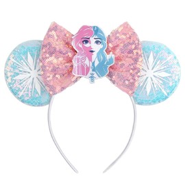 LSHDXD Christmas Mouse Ears Bow Headband, Glitter sequin Birthday Girl Headband Hair bands (blue)