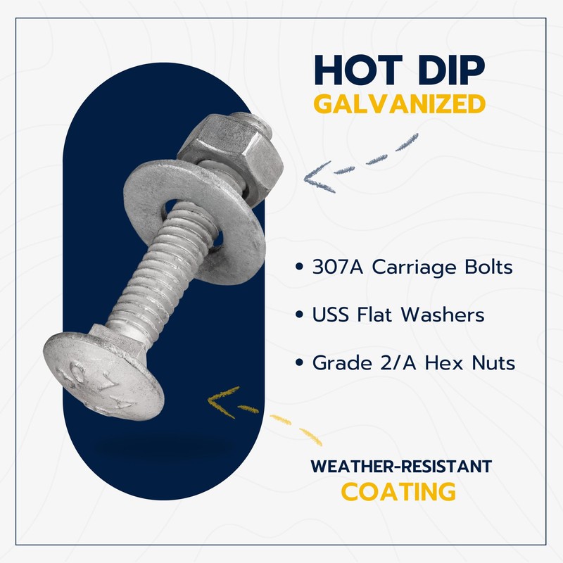 1/4" x 1-1/2" (100 Pack) Galvanized Carriage Bolt Kit Grade