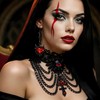 Women's Black Lace Choker Necklace – Adjustable Gothic Skull Cross