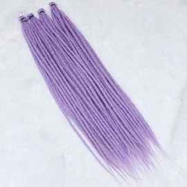 PORSMEER 20 Strands Lavender Purple Dreadlocks Extensions 60 cm Handmade Dreadlocks Crochet Hair Braids Synthetic 0.6 cm Hippie Straight Dreads Goddess Locs Crochet Hair for Women
