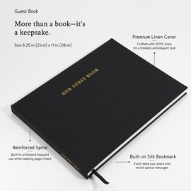 Classic Linen Guest Book - Timeless Keepsake for Preserving Memories - Layflat, Plain, & Blank Pages for Polaroid Guest Book, Wedding Guest Book, Baby Shower Guest Book, Housewarming Gift, Reception