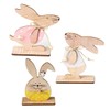 Becho Wooden Rabbits Easter Christmas Decorations Home Desktop Ornaments(3 PCS)