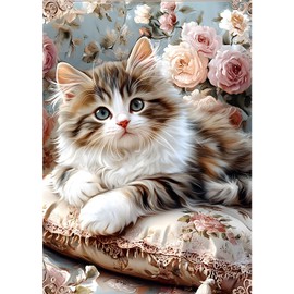 MXJSUACute Cat Diamond Painting Kits for Adults, 5D Diamond Art Kits for Beginners, DIY Full Round Drill Picture with Diamond for Home Wall Decor, 30x40cm