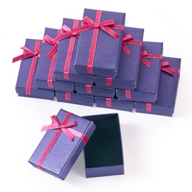 Boutigem 12Pcs Small Rectangle Jewelry Gift Box Bulk 8.3x5.35x2.7cm For Wedding Birthday Mother's Day Gift Wrapping Box, Purple