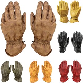 BOSmoto Classic Motorcycle Gloves for Men, Genuine Leather & Reinforced Motorcycle Chopper Gloves, Biker Gloves, Motorcycle Chopper Gloves (Brown, XL)