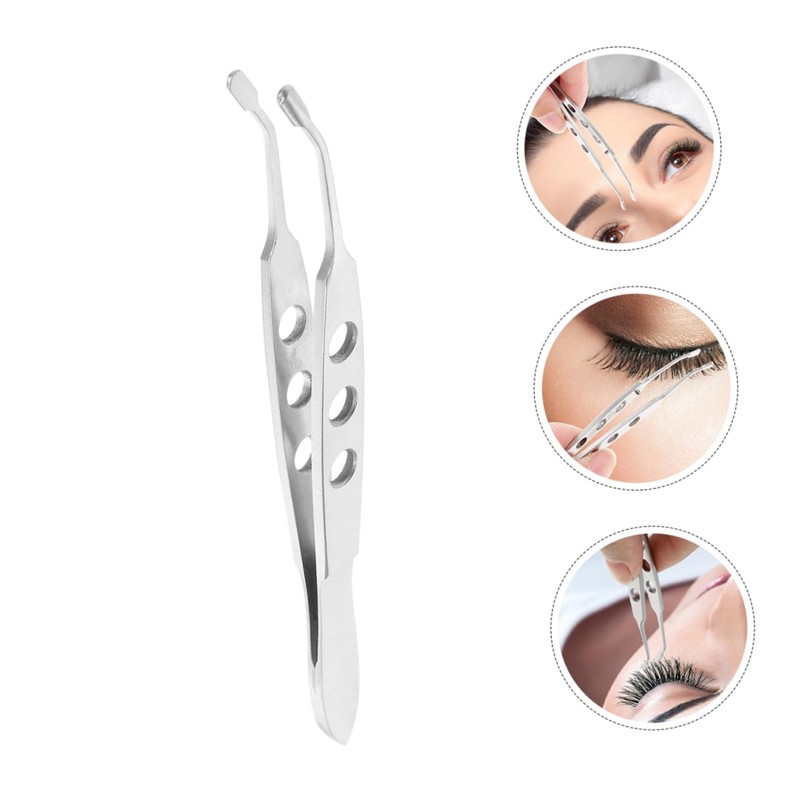Ipetboom 2pcs Long Tweezers Tip Precision Forceps Professional Eyelid Clamp