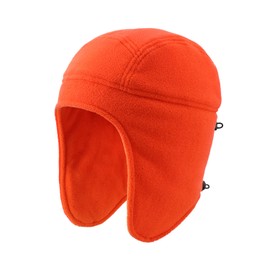 Home Prefer Mens Womens Warm Fleece Beanie Earflap Winter Hat Outdoor Winter Cap (Orange)