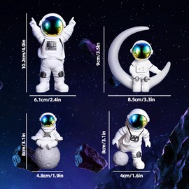 Jemey Astronaut Ornaments, 4pcs Resin Spaceman Statues Astronaut Figurine with Skateboard Desktop Ornaments, Astronaut Statues Decor Spaceman Sculpture Ornament for Car Home Office Decor (Multicolor)