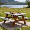 Bcsewcg Buffalo Plaid Fitted Picnic Table Cover with Bench Covers,
