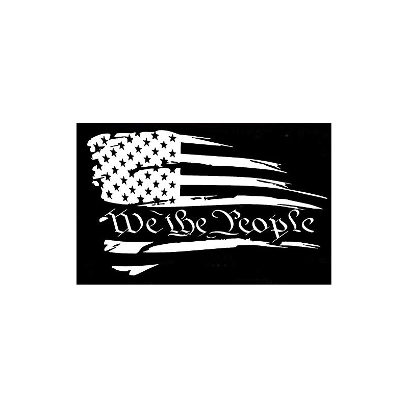 Distressed American Flag We The People Patriotic Vehicle Decal Sticker