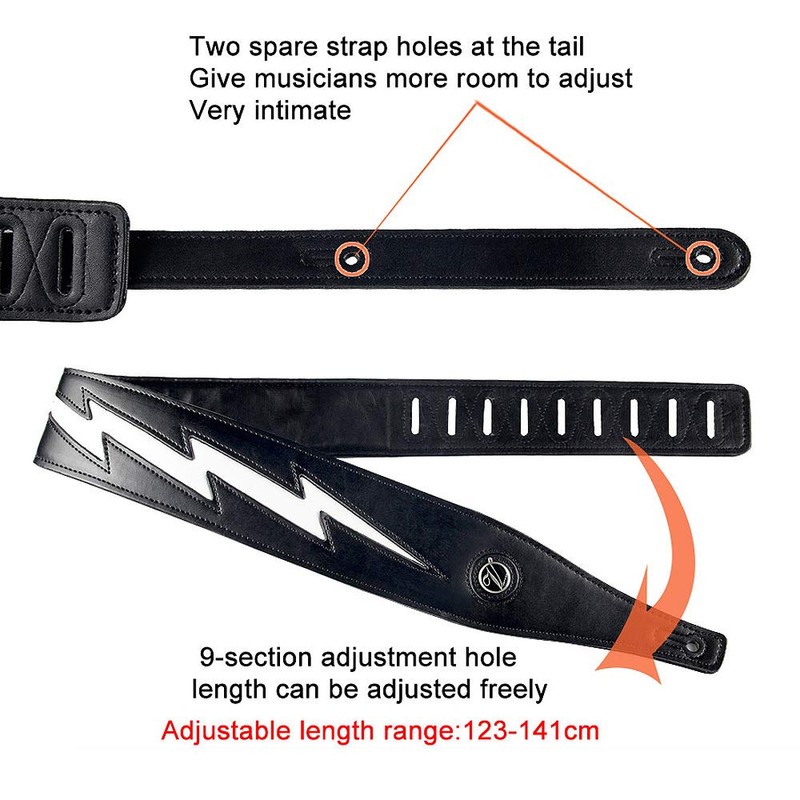 YUEKO Cool Lightning Pattern Flame Guitar Strap for Electric Guitar