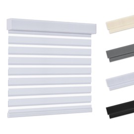 Allesin Zen Cordless Zebra Blinds for Windows, Dual Layer Blackout UV and Privacy for Day and Night, Easy to Install, Safe for Child and Pets, Perfect for Home, Office, White, 20" W x 72" H