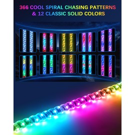 Tavaray 2PCS 5FT Whip Lights with Spring Base, LED Whip Lights with App & Remote Control, Waterproof 360° Spiral Chasing Lighted Whips w/Rocker Switch for UTV, ATV, SXS, Polaris RZR