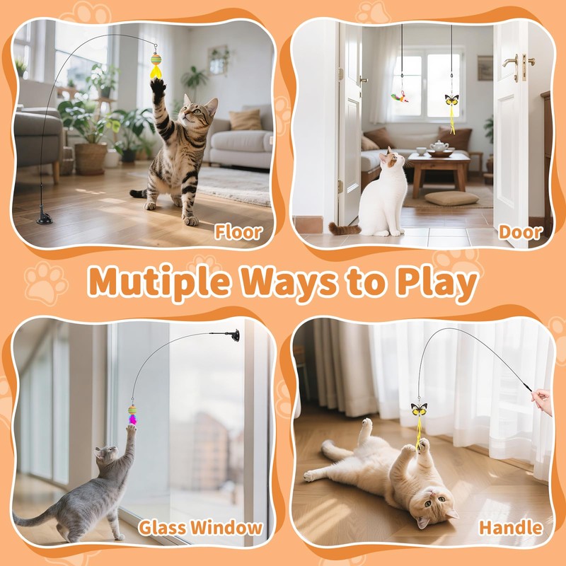 Acehome 20 Pack Cat Toys, Interactive Cat Teaser Toys Wand