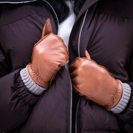 Hestra Tina Mittens Leather Gloves Women's Gloves with Lining, black