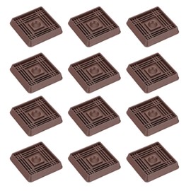 PATIKIL 2x2" Furniture Coasters, 12 Pcs Caster Cups Furniture Cups Rubber Non-Slip Square Feet Anti-Slip Stopper Pad Protector Sliding for Hardwood Floors Carpet Chair Table, Coffee