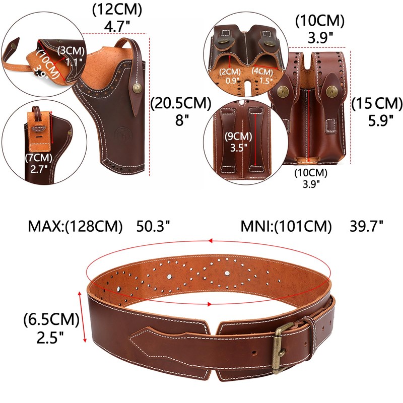 TOURBON Leather Gun Holster Adjustable Belt 1911 Pistol Holder Rig