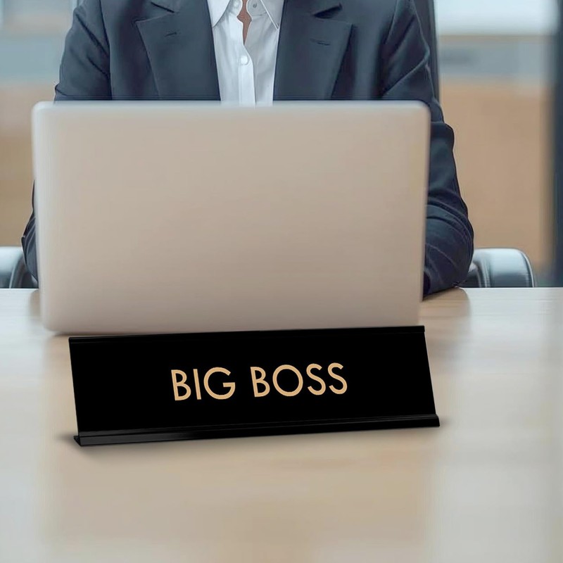 The Boss Novelty Desk Sign. Black Frame | (2 x