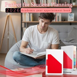 QIXCOZTI 2026 Weekly & Monthly Hardcover Planner 8.3" x 5.7" - 12 Month (January 2026 - December 2026) Small Calendar Planner Pocket Notes 100 GSM Paper Sage Green (red)