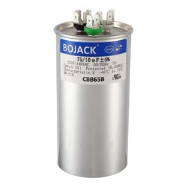 BOJACK 75+10 uF ±6% 75/10 MFD 370/440 VAC CBB65 Dual Run Start Round Capacitor for Condenser Straight Cool or Heat Pump Air Conditioner or AC Motor and Fan Starting