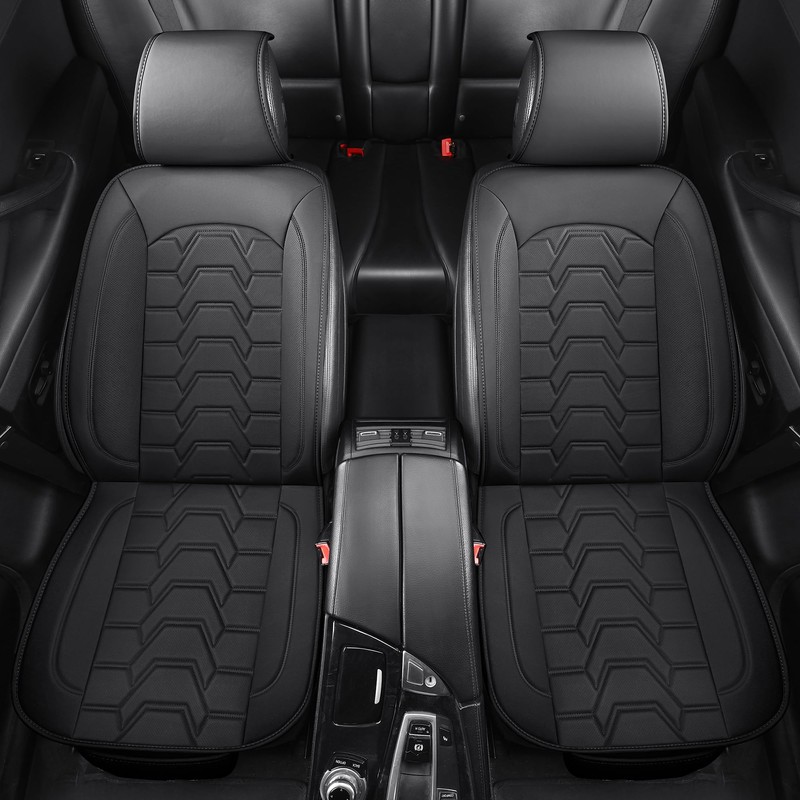 hoozoom Leather car Seat Covers Breathable Car Seat Protector Front
