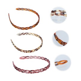 WOONEKY 3pcs Elegant Oxford Resin Hairband Fixed Headband for Sports Curvy Christmas Daily Hairstyles