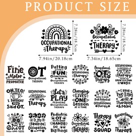 Dazoratix Occupational Therapist Iron on Transfers - 20 Sheets DTF Ready to Press Heat Patches Vinyl Designs Therapy Stickers Decals for Women T Shirts Clothes Pillow DIY Crafts Appliques Decorations
