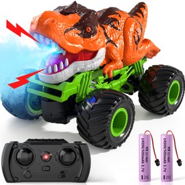 LILYBUDS Remote Control Dinosaur Car for Boys Kids, 2.4Ghz RC Dinosaur Truck for Toddlers, Electric Hobby RC Car Toys with Light & Sound Spray Christmas Birthday for 3 4 5 6 7 8 Year olds Kids Boys