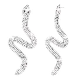 Oversized Silver Snake Earrings for Women Rhinestone Vintage Eygption Alt Gothic Punk Statement Earrings Dangling
