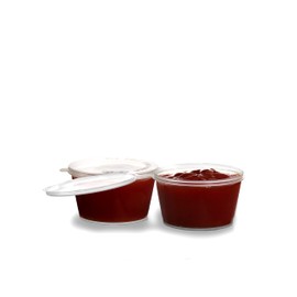 EcoQuality 4 Oz Leak Proof Portion Cups with Lids - Plastic Condiment Souffle Containers with Attached Hinged Lid - Perfect for Sauce Cup, Sample Cup, Slime Cup, Jello Shot Cups with Lids, Food Storage (1000)