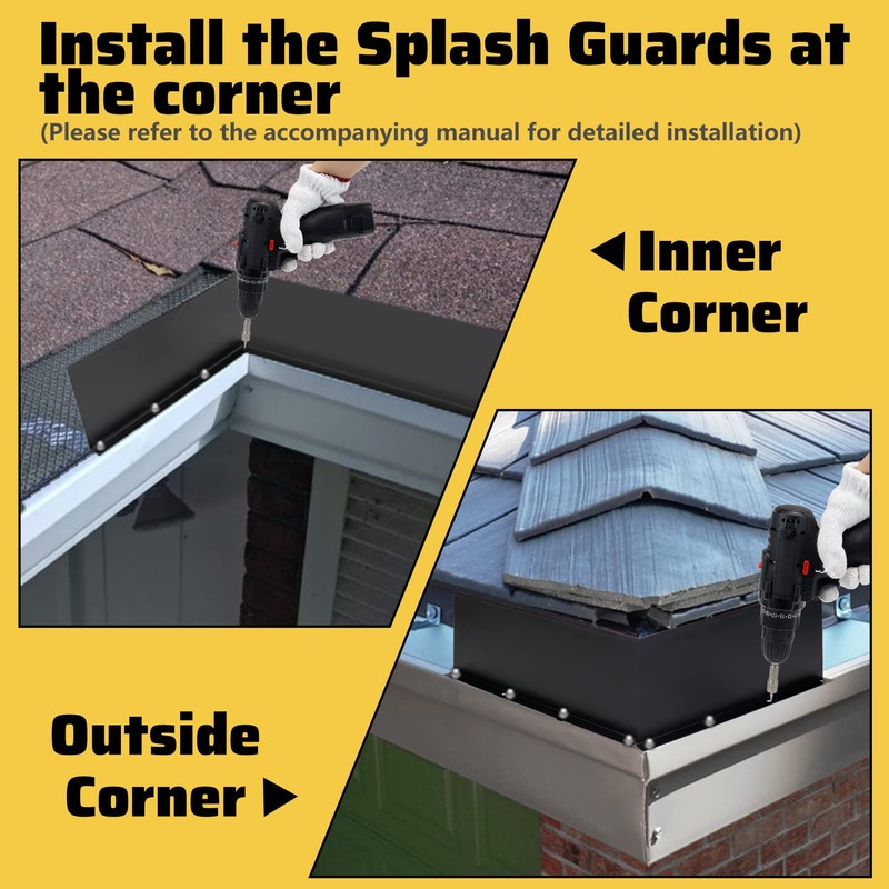 Powrocket 4 Pack Aluminum Gutter Valley Splash Guard,Keep Water from