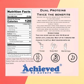 Dual Protein Hydrolyzed Drink Mix, 22g Protein per Serving, 20 Servings, Collagen Peptides & Whey Protein