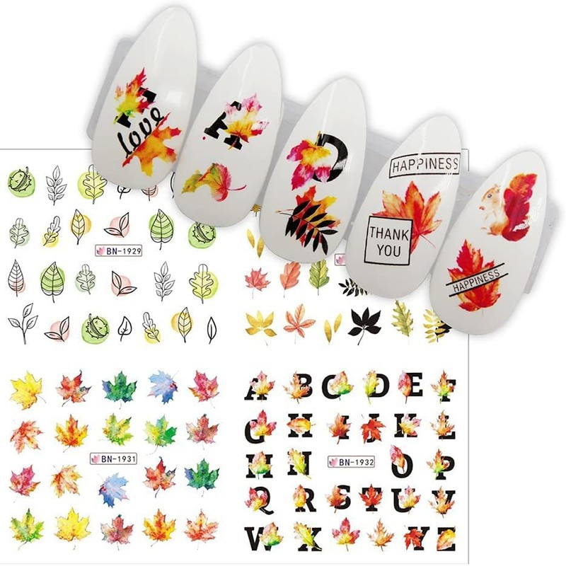 24 Sheets Fall Nail Stickers Thanksgiving Nail Art Decals Turkey