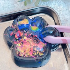 【2025 New】MOBECK 1pcs Fluffy Squishy Cat Paw Squishy Toys, 2.76 inch Big Cute Kawaii fufu Squishies,Sticky Taba Squishy Cat Paw Fur Ball,Super Soft Squishy Stress Relief Funny Fidget Toys Novelty Things Suitable for Adults Kids:_Rainbow