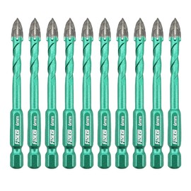 Tile Wood Plastic Drill Bits - FACHLICH 10pcs 1/4"(6mm) Carbide Drill Bits Tip Quick Change Hex Shank for Wood, Plastic, Masonry, Ceramic Tile