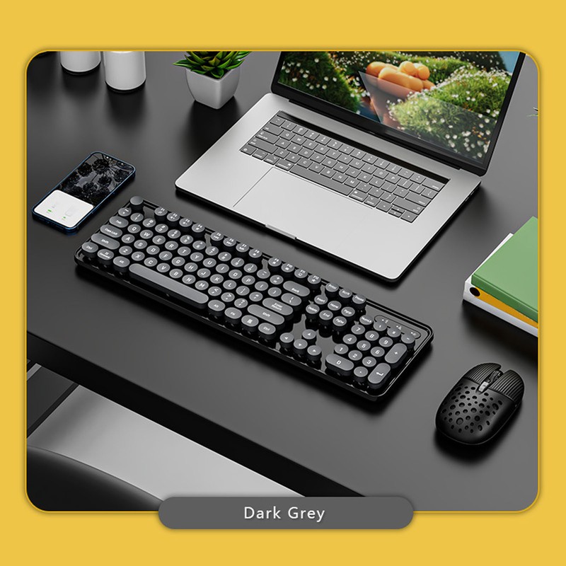 Wireless Keyboard and Mouse Combo Pure Color Retro 2.4G Wireless