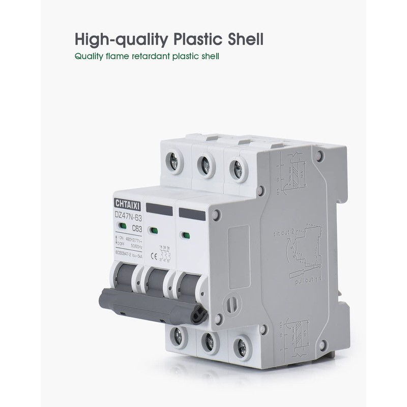 Chtaixi AC Miniature Circuit Breaker, 6 Amp 480V 3 Pole