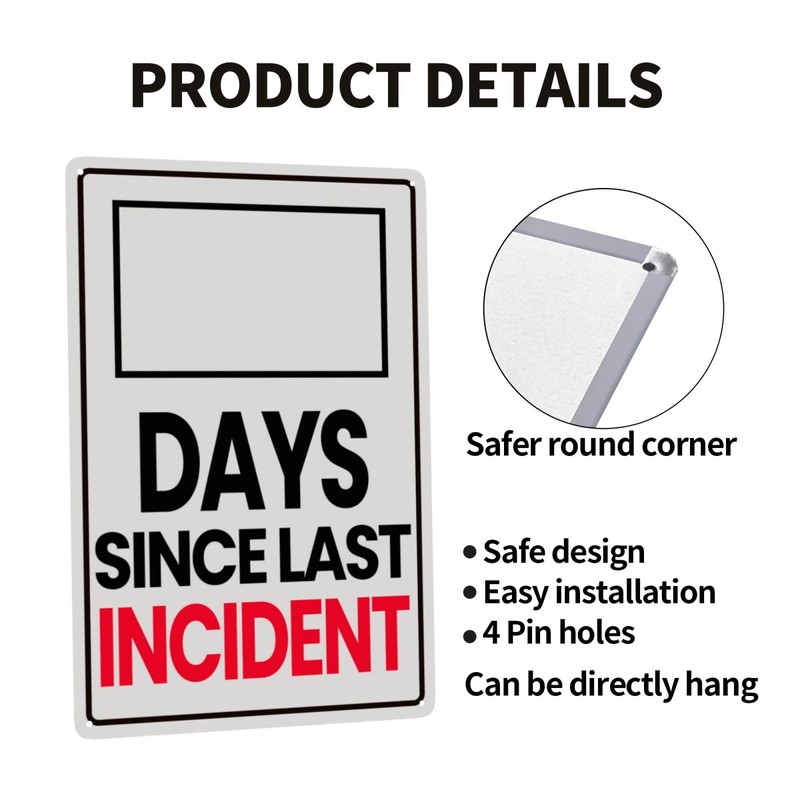 Day Since Last Incident Sign Metal Signs Funny Tin Signs