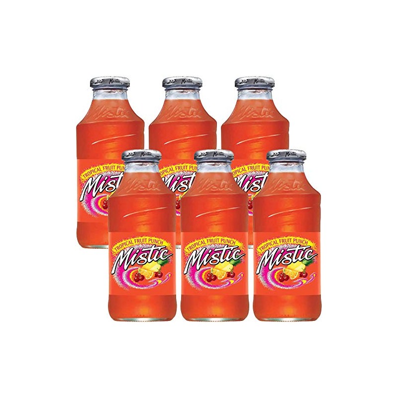 Mistic Tropical Fruit Punch Drink, 16oz Glass Bottle (Pack of