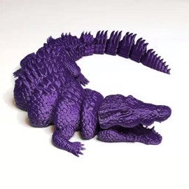 3D Printed Toys Crocodile Toy/Dragon Ornament, Relief Anxiety Crocodile Action Figures, 3D Printer Rotatable and Poseable Articulated Crocodile/Dragon Toys for Adults (13in-Purple)