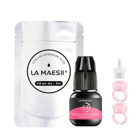 La Maesii Lash Extension Glue/0.17fl.oz/5ml/0.8 Sec Drying/Retension - 8 Weeks/Black Adhesive/Professional Supplies Salon Use for Lash Tech