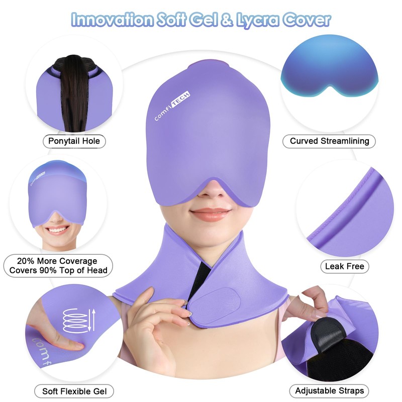 ComfiTECH Cold Cap and Neck Ice Pack Wrap Gel Combo,