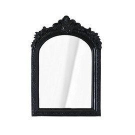 TenFuju 10” x 7” Small Black Vintage Wall Mirror, Antique Gold Resin Baroque Mirror, Decorative Hanging & Tabletop Mirror
