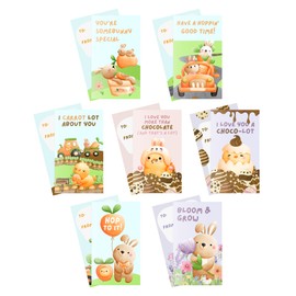 Valentines Day Cards for Kids School Classroom Exchange Puns, Cute Mini Lunch Box Notecards Party Favors - Pack of 21 Cards (Cute Bunny Mini Cards - 21 Cards)