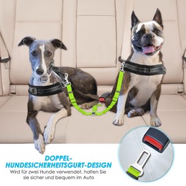 SlowTon Dog Seat Belt for Car, 2 in 1 Tangle-Free Durable Elastic Dog Belt, Adjustable Reflective Safety Belt for Travel & Going Out