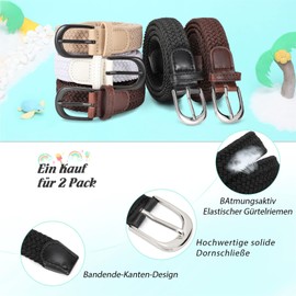WHIPPY Braided Children's Belt for Boys Girls Elastic Fabric Belt Woven Stretch Belt for Teenagers Juniors, C Coffee