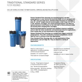 Pentair Pentek 150071 Traditional Standard Filter Housing, 3/4" NPT #10 Clear Water Filter Housing with Mounting Bracket Cap and Pressure Relief Button, 10-Inch, Blue/Clear