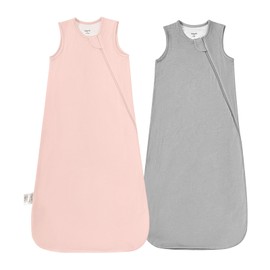 Supersoft Rayon Made from Bamboo Sleep Sack 24-36 Months 0.5 Tog Toddler Sleep Sack 2t Baby Wearable Blanket 3t with 2-Way Zipper Summer Unisex Sleeping Bag for Babies (2 Pack) Pink & Gray