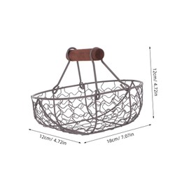 DECHOUS 1pc Shopping Basket Dining Baskets for Fresh Egg Everly Tote Bag Egg Gathering Basket Wire Storage Basket Desk Topper Harvest Collecting Retro Vintage Wooden Office Basket Flower